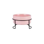 Ceramic Dog Bowls Set Stainless Steel Pet Feeder with Holder Double Bowls for Cats and Small Dogs