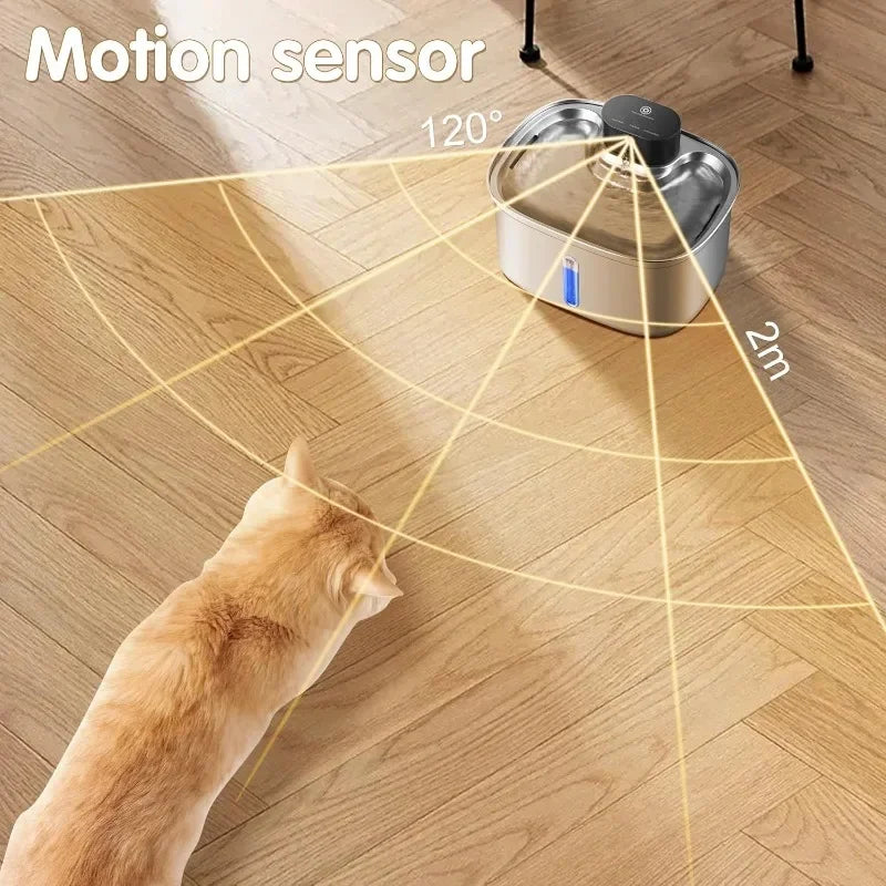 5L 5000mAh Battery Cat Water Fountain Automatic Sensor Stainless Steel Cat Dog Water Fountain Multiple Pet Drinking Bowls
