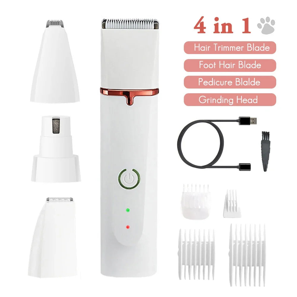4 in 1 Dog Clippers Pet Hair Grooming Kit Low Noise Dog Paw Cleaner Trimming Paw Eyes Ears Face Dog Cleaning Pet Hair Clipper