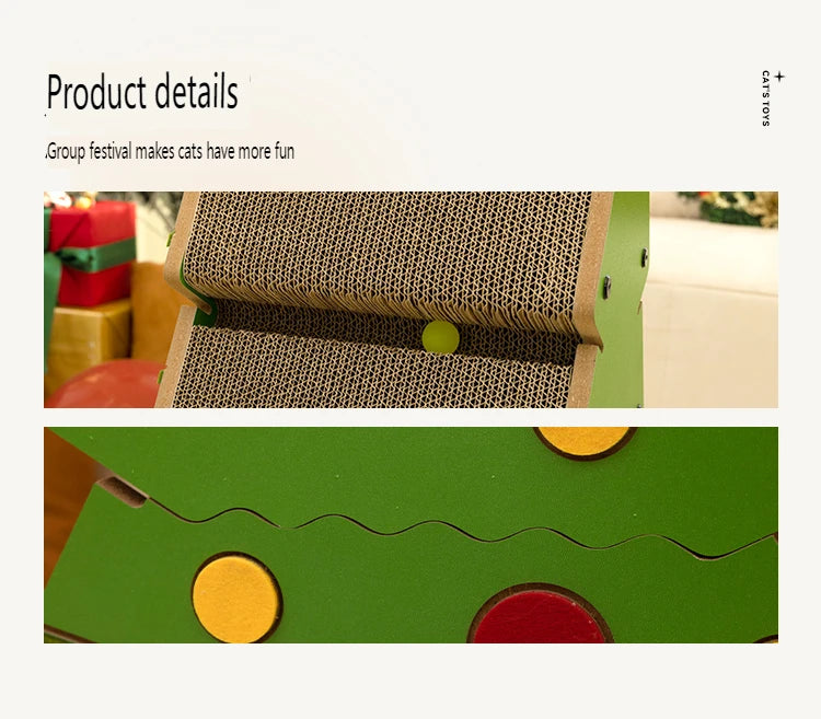 Petree Home Furniture Cat Tree & Scratcher Christmas Cat Scratching Board with Corrugated Paper & Sisal Climbing Frame Pet Toy