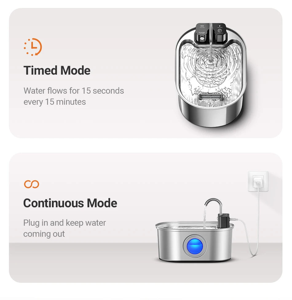 OEM 3.2L Stainless Steel Cat Water Fountain Wireless Sensor Smart Automatic Dog Water Dispenser Drinking Fountain 4000mAh