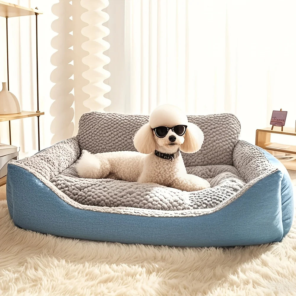 Luxury Extra-Large Dog Bed Plush Pet Sofa with High Backrest Solid Pattern All-Season Comfort Easy-Clean Cover for Large Dogs