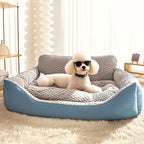 Luxury Extra-Large Dog Bed Plush Pet Sofa with High Backrest Solid Pattern All-Season Comfort Easy-Clean Cover for Large Dogs