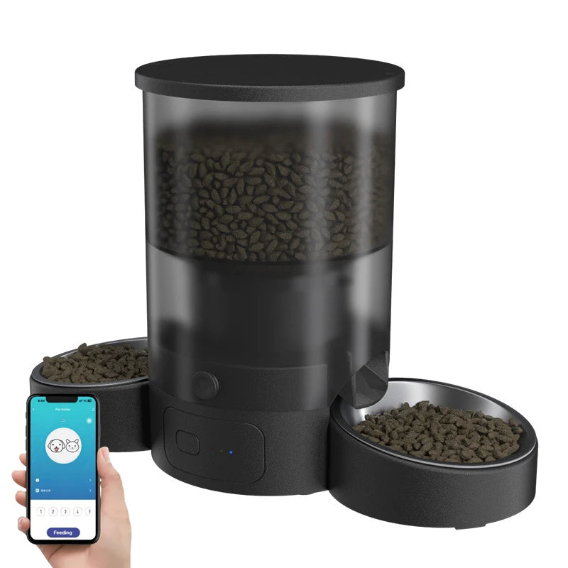 3L Two Bowls OEM Smart Automatic Dog Feeder WIFI Remote Control Dog Food Dispenser  Timing Automatic Pet Feeder Cat Dog Products