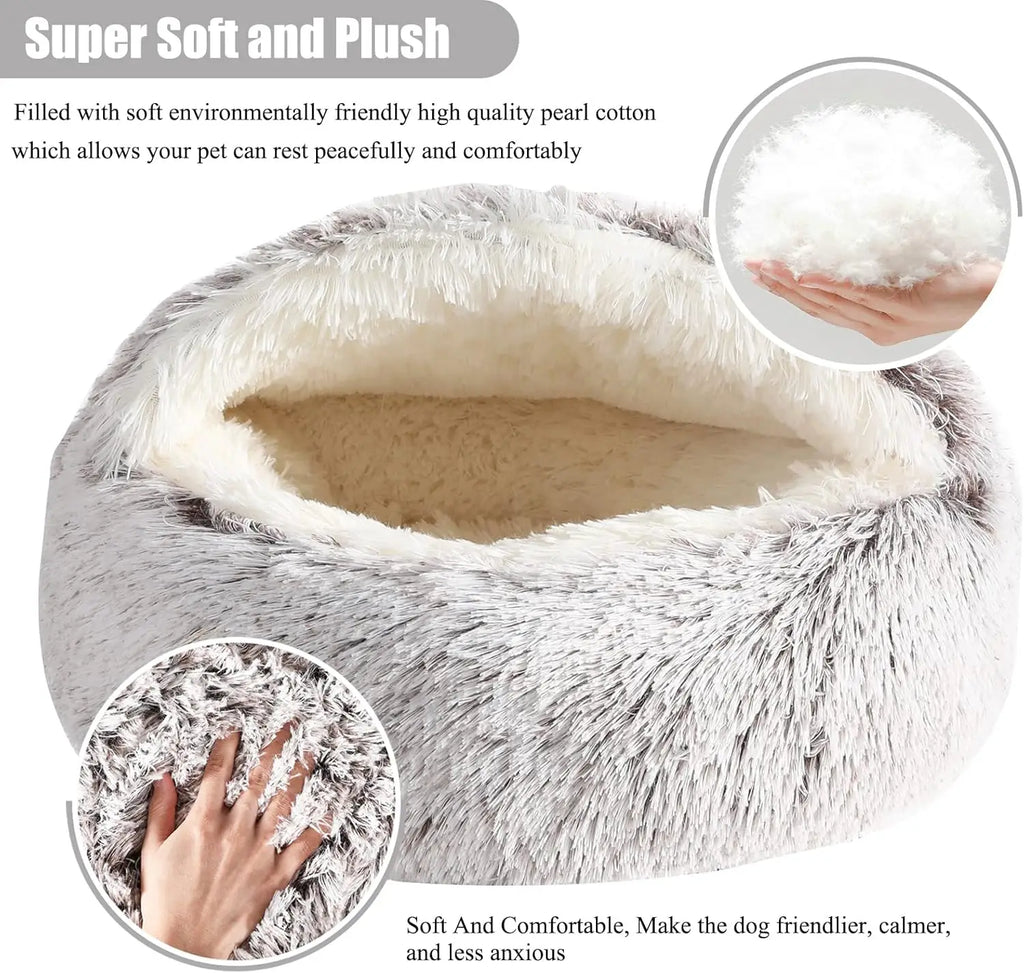 Summer All Seasons Round Shape Long Plush Warm Cozy Comfy Pet Dog & Cat Bed Large Dog Cushion
