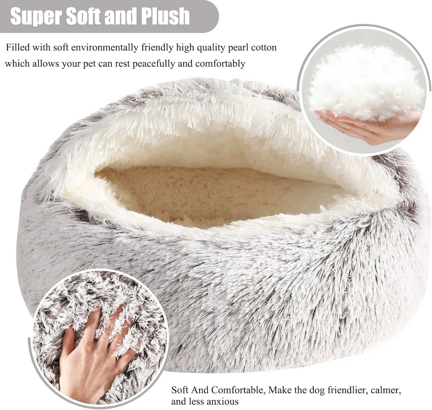 Summer All Seasons Round Shape Long Plush Warm Cozy Comfy Pet Dog & Cat Bed Large Dog Cushion