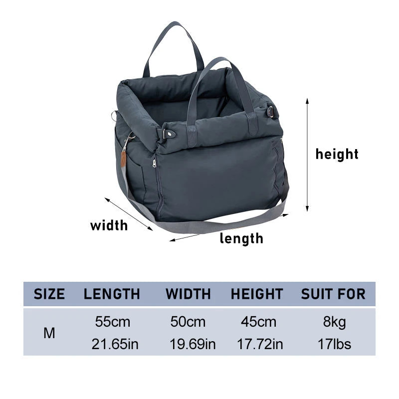 Customized  LOGO Luxury Faux Leather Dog Car Seat Booster Bed Pet Car Seat Bed with Safety Buckle Luxury Dog Beds Pet Car Seat