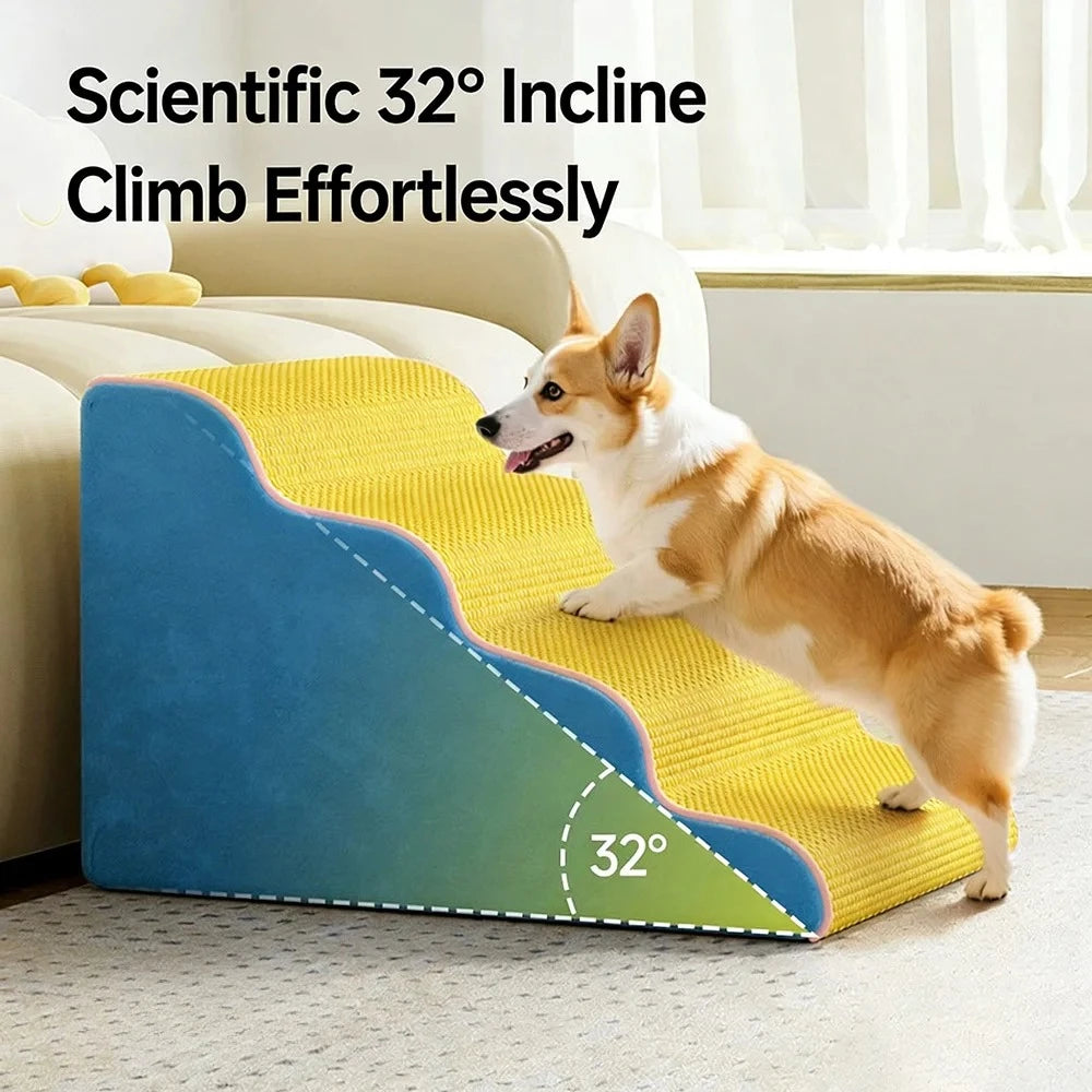 Wholesale Dog Stairs Cat Ramp Ladder Pet Stair with Memory Foam Sponge for Bed & Sofa Removable Washable Training Stairs