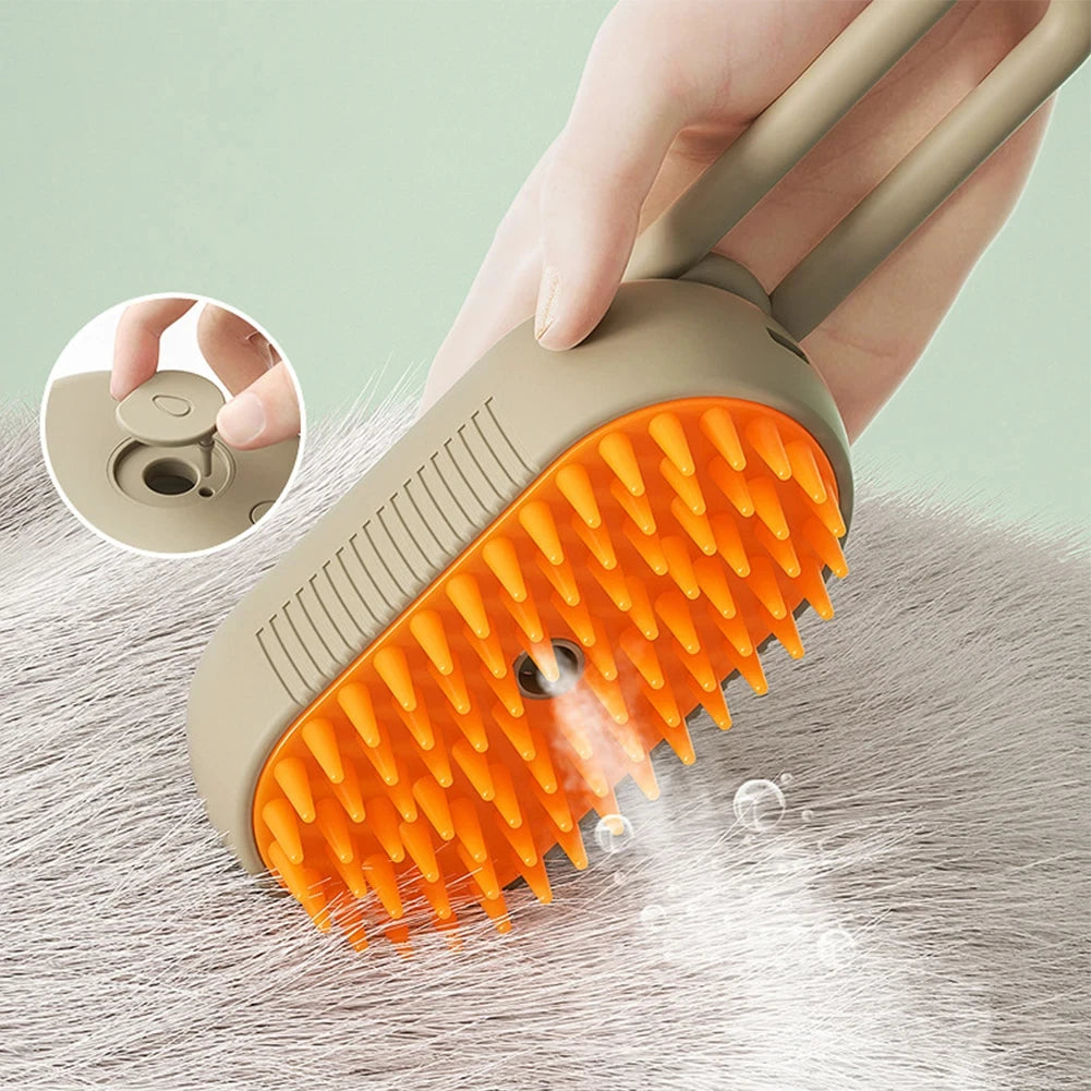 Rechargeable Cat Steamy Brush with Leave-In Serum Self Cleaning Steam Cat Brush Pet Comb for Cats and Dog Cleaning Brush
