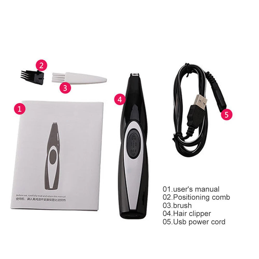 Electronic Pet Nail Hair Trimmer Grinder Cat Dog Pet Grooming Tool Shearing Cutter USB Rechargeable Dog Haircut Paw Shaver