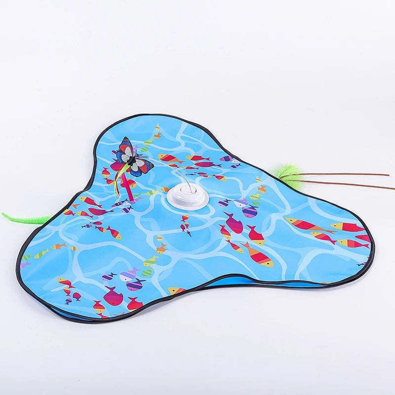 Interactive Cat Toy Automatic Cat Toys for Indoor Cats Hide Seek Cat Toy with Motion Activated Moving Feather USB Rechargeable