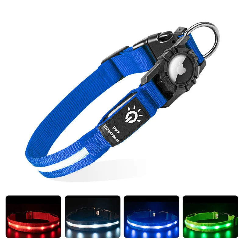 Waterproof IPX 7 Dog Collars for AirTag Protector Luminous Electronic Pet Collar for Air Tag Anti-lost USB Charging Pet Supplies