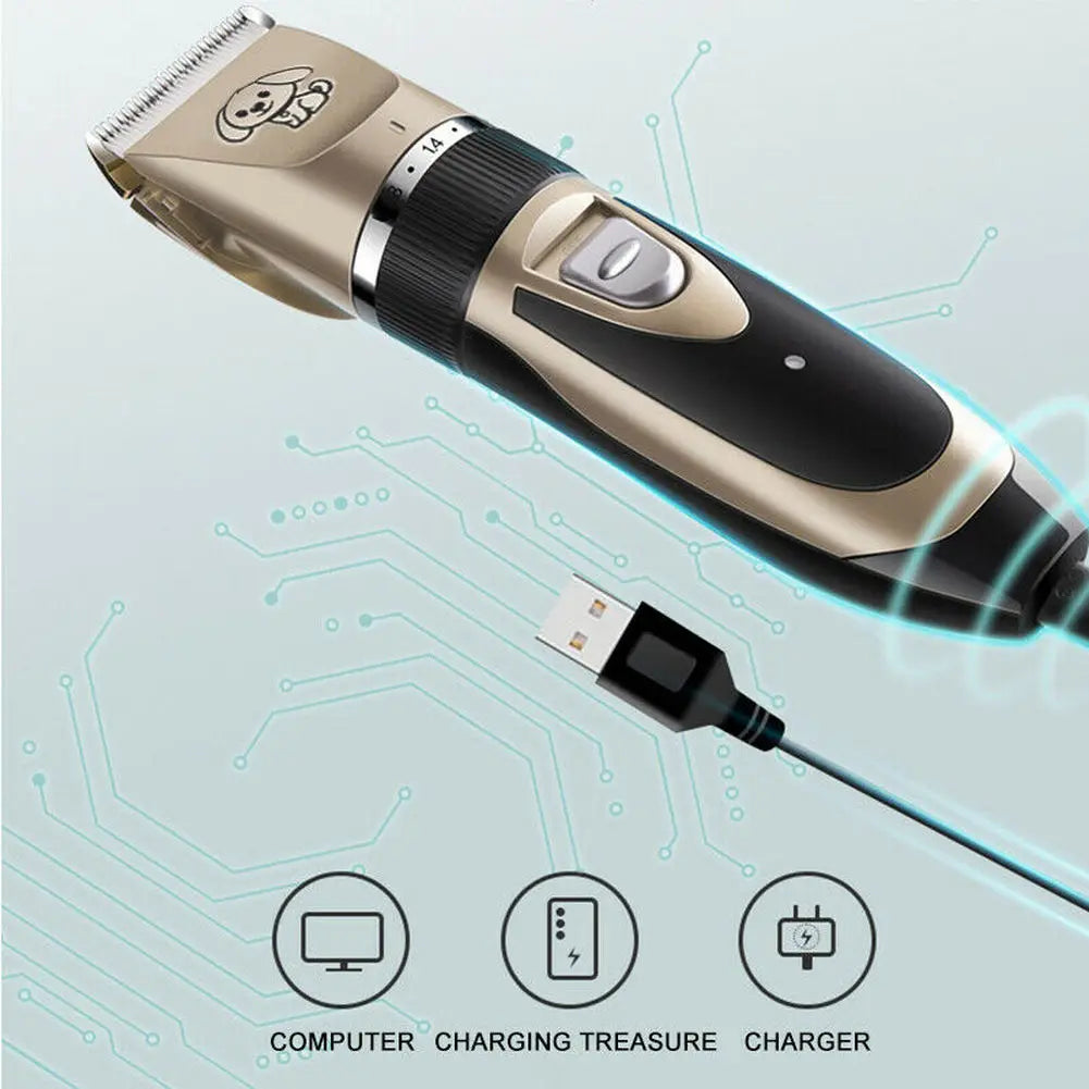 Electronic Pet Hair Trimmer Rechargeable Low-noise Dog Cat Haircut Kit Puppy Blade Cutter Machine Pet Grooming Shaver Scissor
