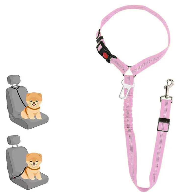 Dog Car Seat Belt Seatbelt Harness Adjustable Metal Buckle Elastic Reflective Vehicle Car Tether for Small Medium Large Dogs