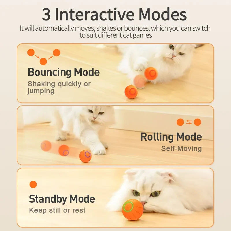 Smart LED Self-Moving Cat Toys Automatic Jumping Cat Ball Interactive Rolling Ball for Cats and Dogs Made of Durable Silicone