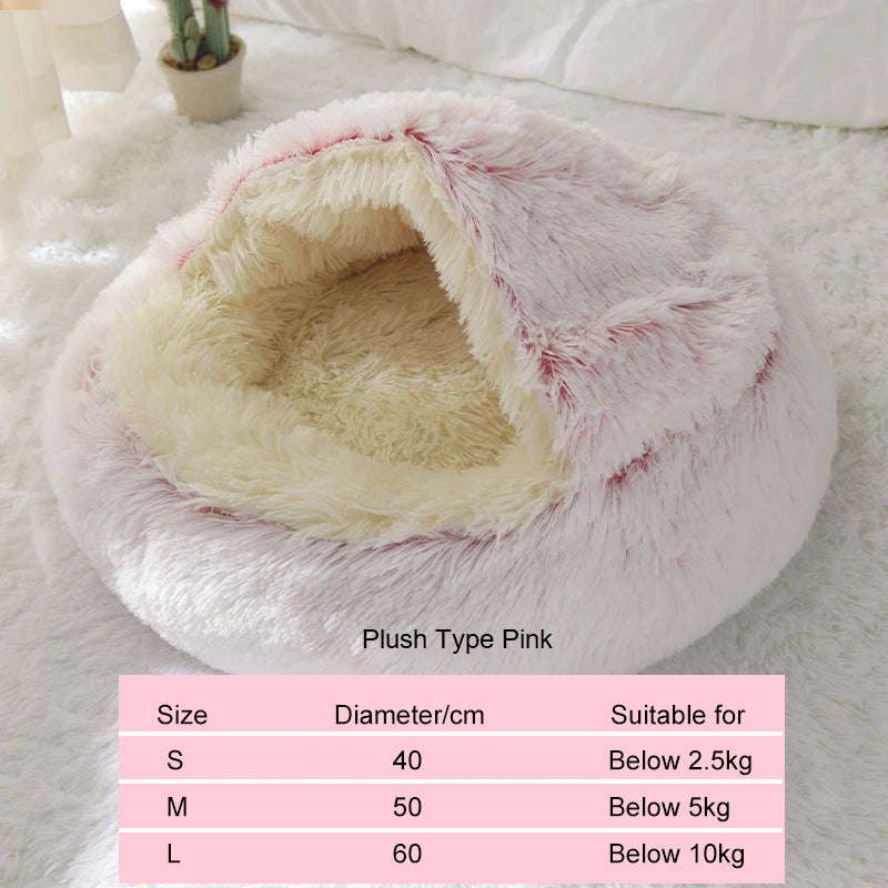 Winter Long Plush Solid Cat Bed & Pet Cage Warm Cushion Basket Dog Bed Sleep Bag Nest for Small Cats