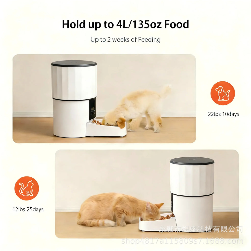 4L/135oz Automatic Pet Feeder for Cats Timed and Quantitative Intelligent Pet Food Dispenser WIFI Remote Control Feeding Machine