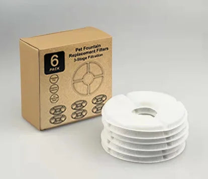 6pcs Eco-Friendly Round Activated Carbon Filter Replacement for Cat/Dog Water Drinking Fountain Dispensers Flower Pet Fountain