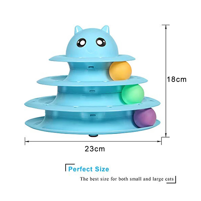 3-Level Interactive Cat Toy with Moving Balls Circle Track Design for Exercise and Hunting Fun and Sustainable Feature