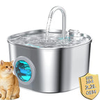 New OEM Stainless Steel 2.2L Automatic Pet Water Dispenser Cat Water Fountain with Water Level Window Cat Products
