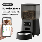 OEM 5L Smart Cat Feeder With Camera 5G Tuya APP Control Automatic Dog Feeding Machine Automatic Pet Feeder