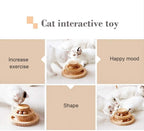 Modern Fashion Interactive Cat Toy Double Layer Wooden Track Balls Turntable Funny Roller for Kitty Cat Supplies