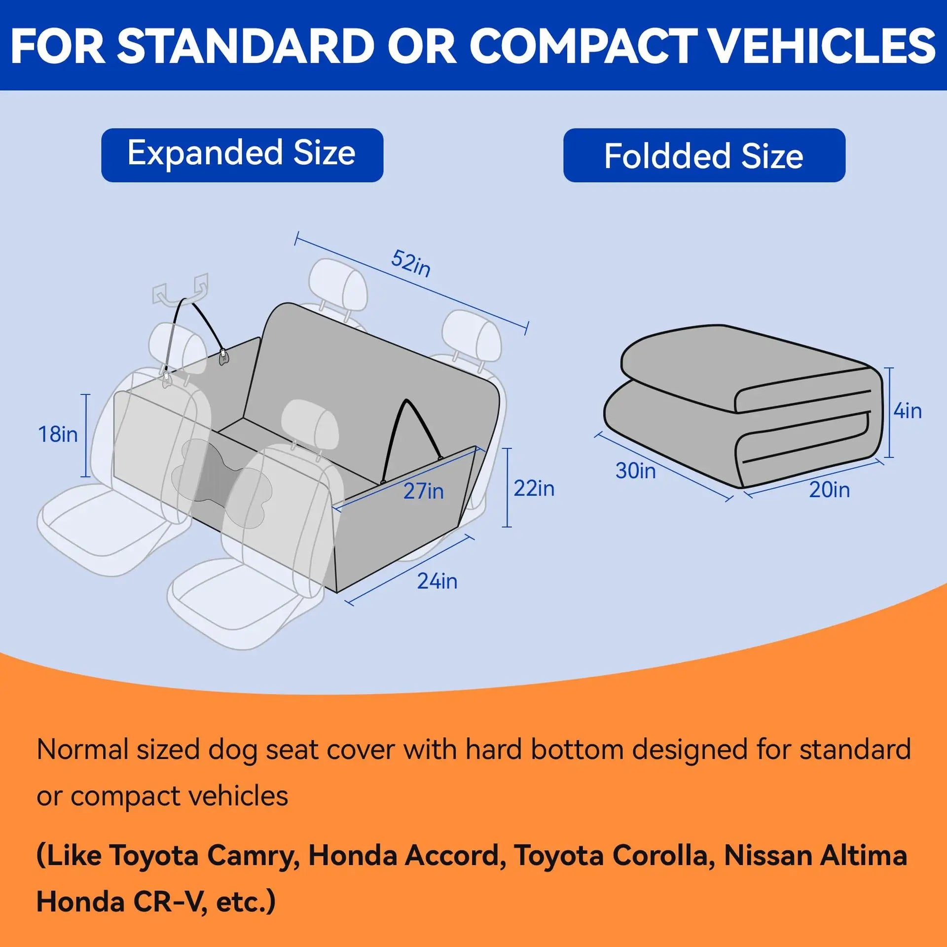Custom Oxford Dog Seat Cover Back Seat Extender Hard Bottom Car Hammock for Pets Comfortable Pet Cover for Car Ride