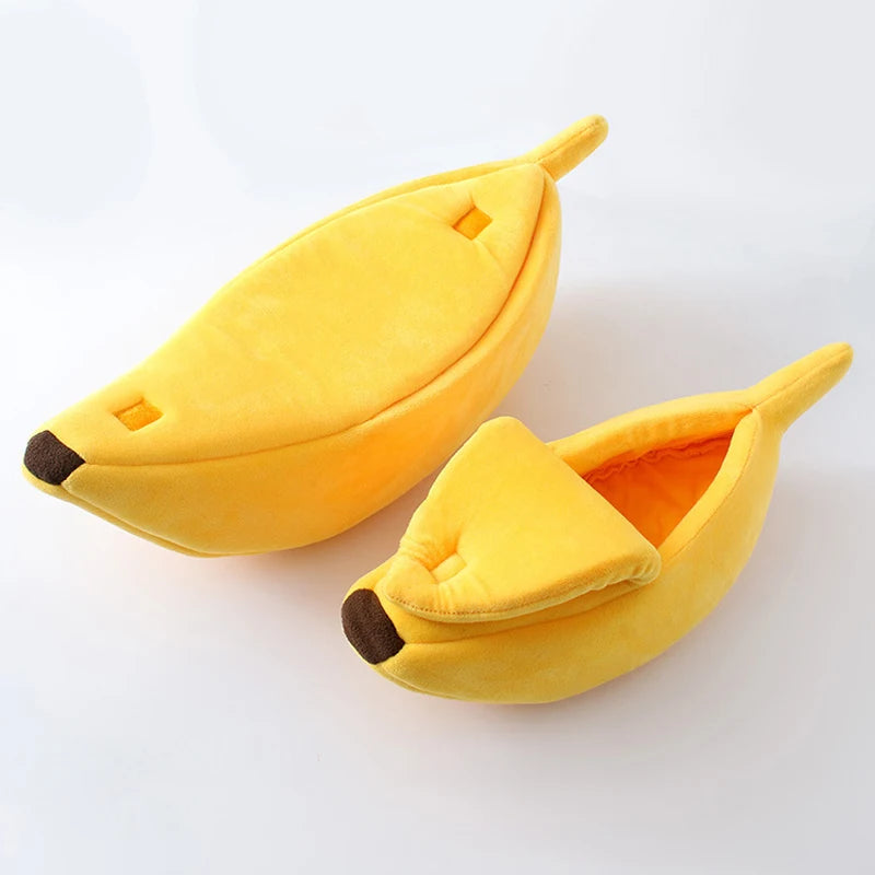 Banana Shape Cat Bed House Mat Warm Durable Portable Winter Coral Fleece Removable Cover Cat Supplies