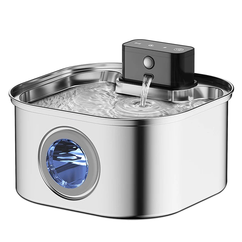 3.2L Automatic Cat Water Fountain USB Rechargeable 4000mah Battery Dual Power Wireless Pet Fountain Stainless Steel