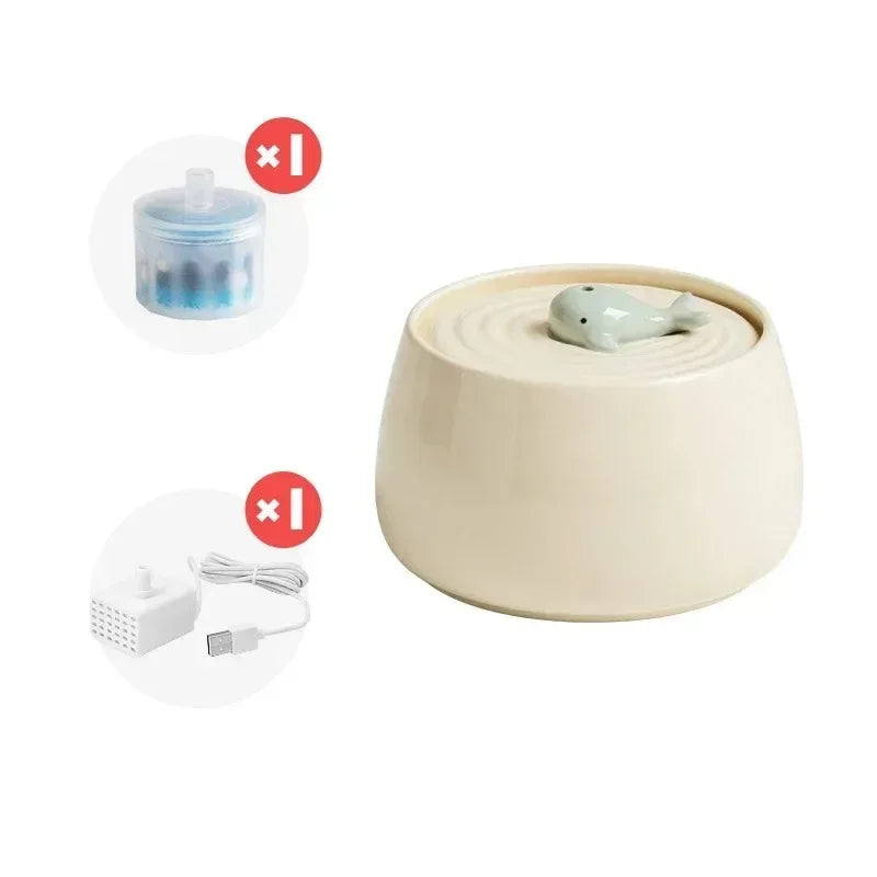 Cute Dual-Grain Ceramic Cat Bowl Anti-Overturning Can Head Plate Double-Layer Food & Water Bowl for Pets & Dogs
