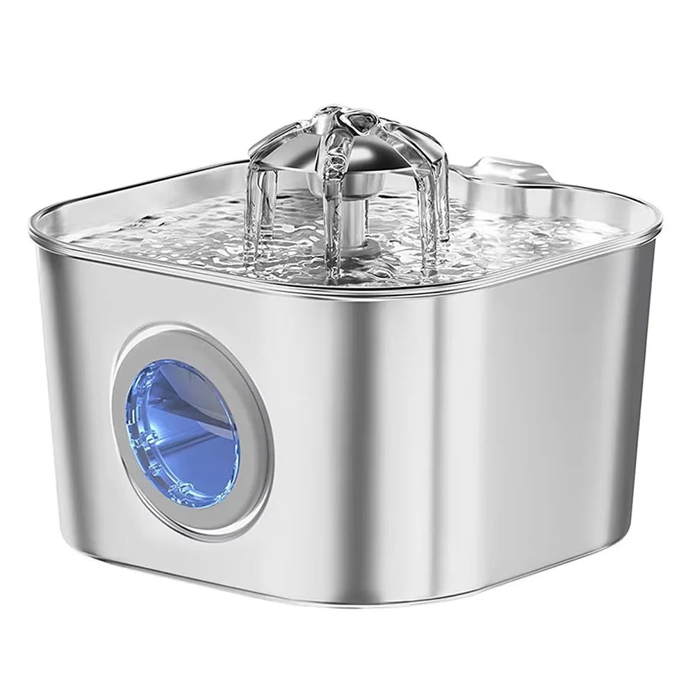 OEM Stainless Steel 2.2L Automatic Pet Water Dispenser Cat Water Fountain with Water Level Window New Cat Products ODM Custom