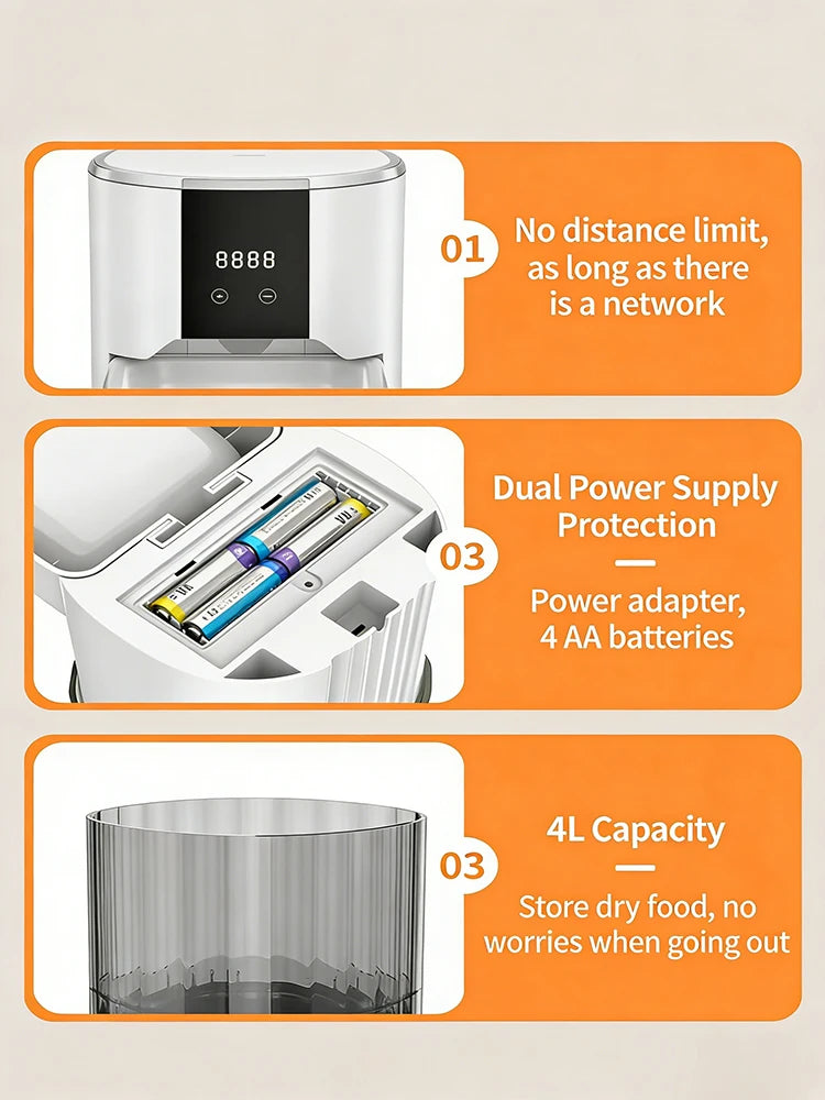 4L Large Capacity Smart Pet Feeder With Camera Automatic Food Dispenser Timing Quantitative APP Remote Accessories