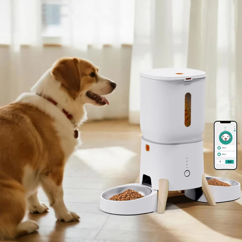 OEM 5L Automatic Pet Feeder Smart Dog Cat Food Dispenser WiFi Enabled Dual Stainless Steel Bowls with Time Settiming
