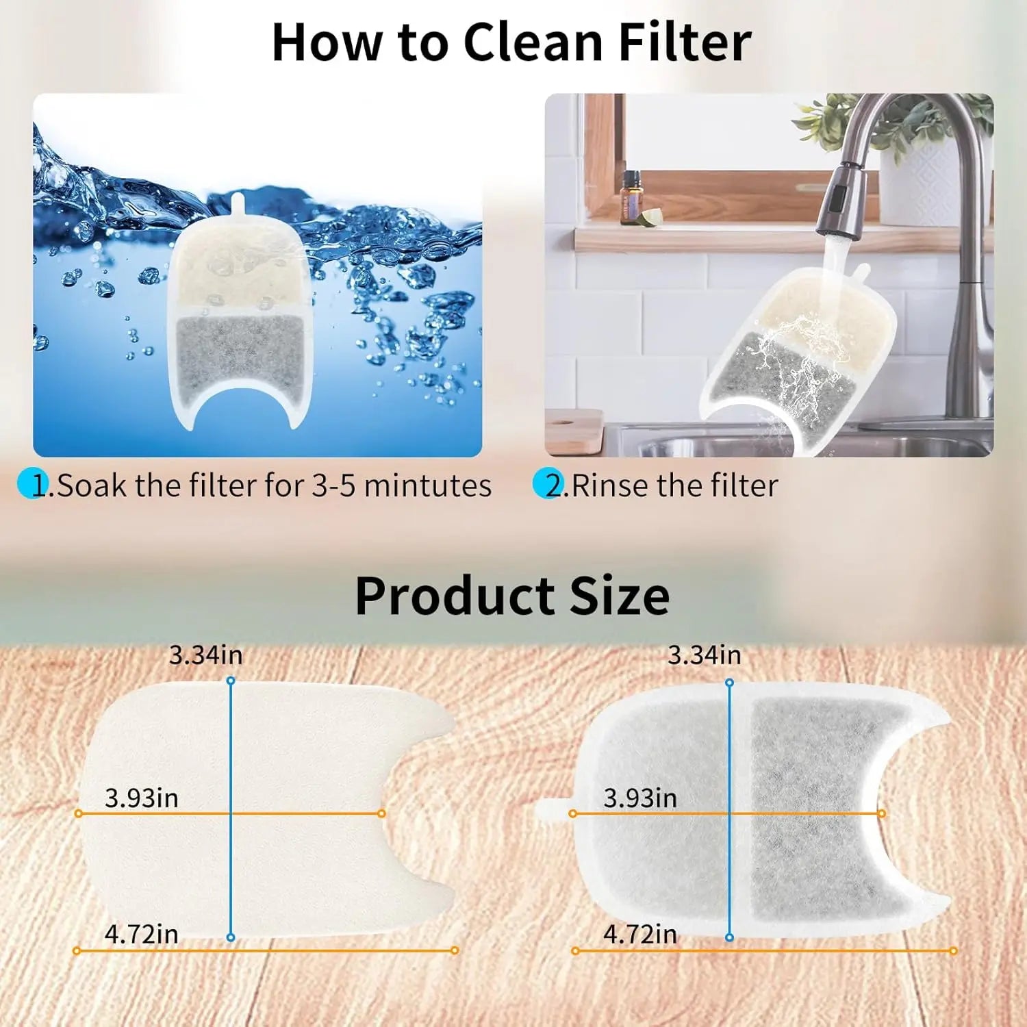 12 Pack Cat Water Fountain Filter & 12 Pump Filter Sponges Replacement, Cat Dog Pet Drinking Fountain for 135 Fl Oz/4L