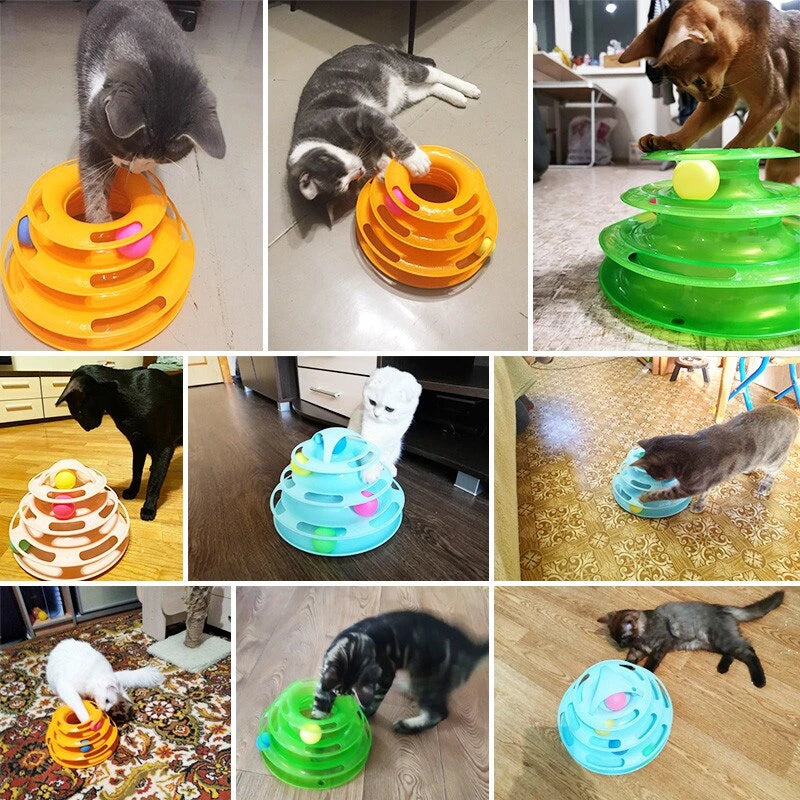 3-Level Interactive Plastic Cat Toy Pet Training Roller Amusement Plate Balls Puzzle Mental Physical Exercise Sustainable