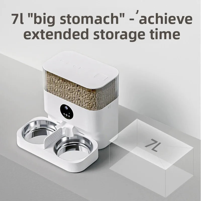 Electric Smart Automatic Pet Feeder with Double Bowl for Cats & Dogs