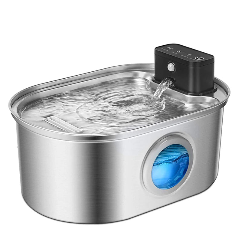 3.2L Stainless Steel Cat Water Fountain Wireless 4000mAh Smart Automatic Dog Water Dispenser Drinking Fountain