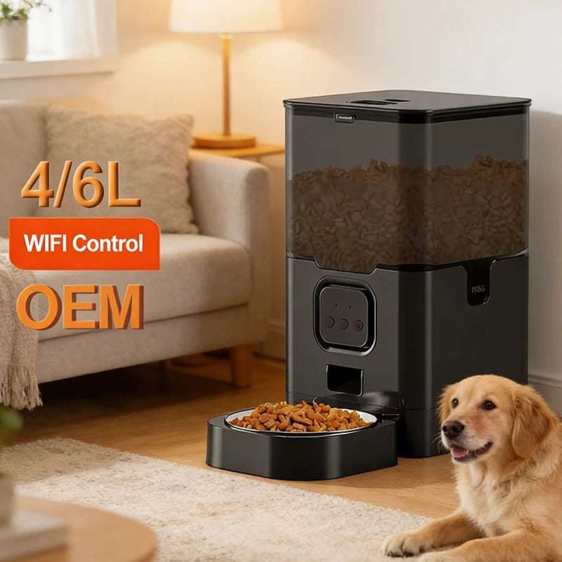 OEM 4L/6L Automatic Pet Feeder Smart Pet Feeder Slow Pet Food Dispenser WIFI TUYA APP Time Seting Smart Cat Feeder Manufacturer