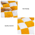 Cozy Luxury Dog Sofa Protector Cover Cream Square Plaid Print Pet Blanket with Customized LOGO Furniture Protector Mat