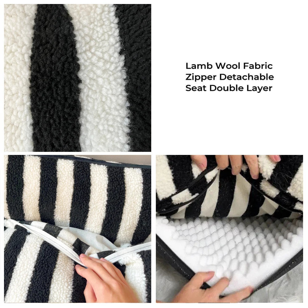 Striped Double Layers Luxury Dog Bed Sofa Modern Winter Design Custom Logo Eco-Friendly Washable Pet Accessories