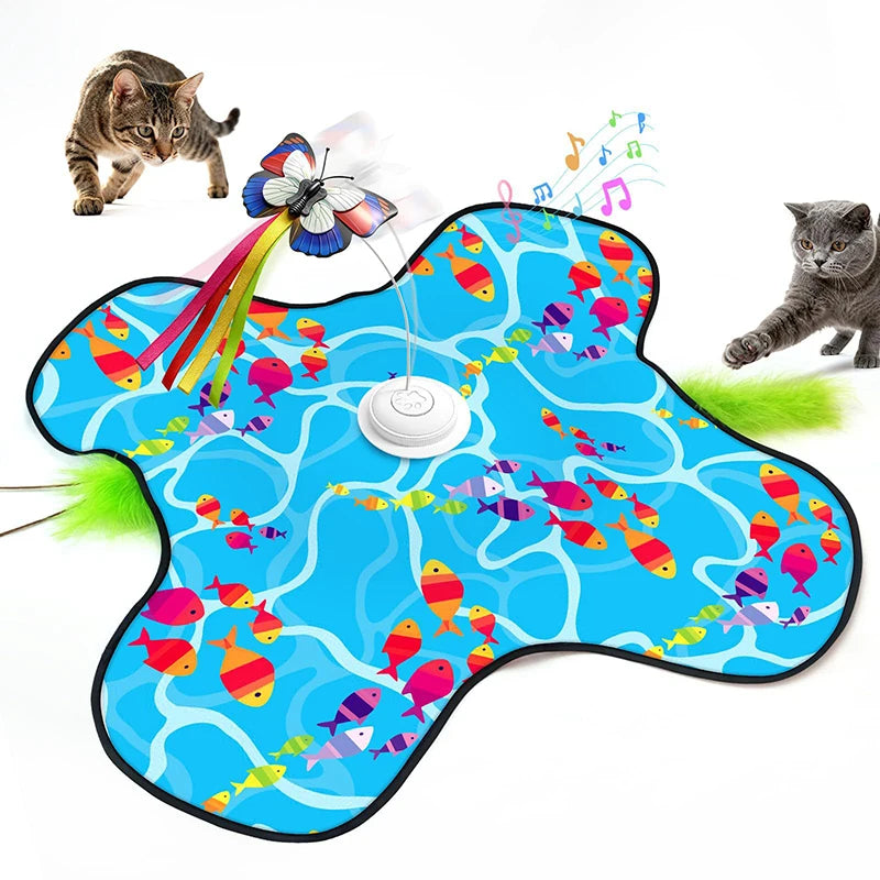 Interactive Cat Toy Automatic Cat Toys for Indoor Cats Hide Seek Cat Toy with Motion Activated Moving Feather USB Rechargeable