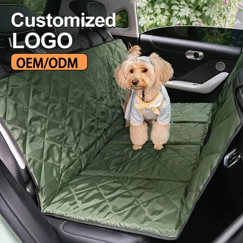 Travel Portable & Waterproof Folding Dog Car Back Cover Seat Bed Anti-Slip Extended Pet Mat for Car SUV Truck Dog Products