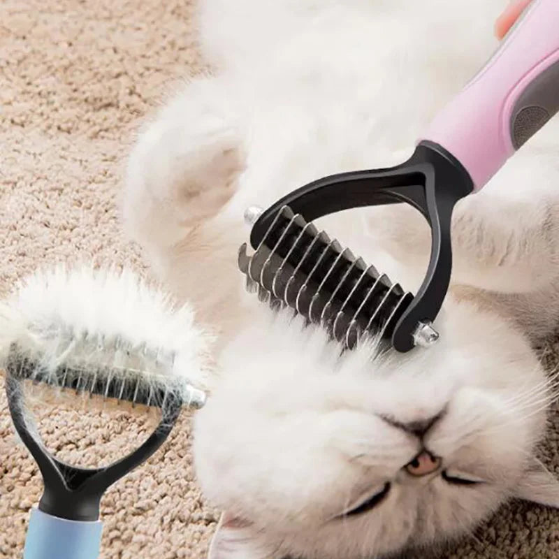 Pet Brush Fur Knot Cutter Dog Grooming Shedding Tools Pet Cat Hair Removal Comb Dog Brush Double Sided Pet Comb Dog Supplies