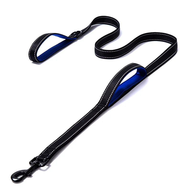 Reflective Dog Leash 2 Handles by Padded Traffic Handle for Extra Control Perfect for Medium to Large Dog Products