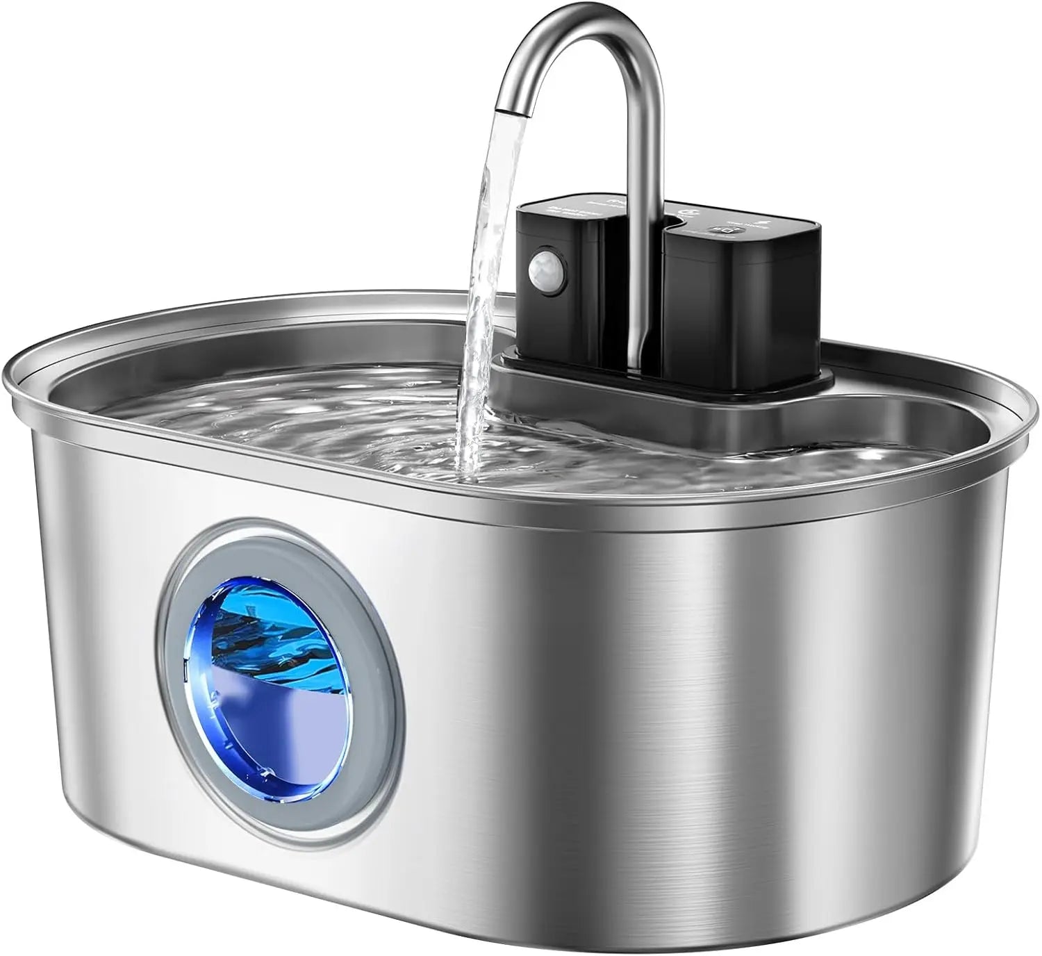 Cat Water Fountain Stainless Steel 108oz/3.2L Battery Wireless Cat Fountains for Drinking Indoor Automatic Pet Water Dispenser