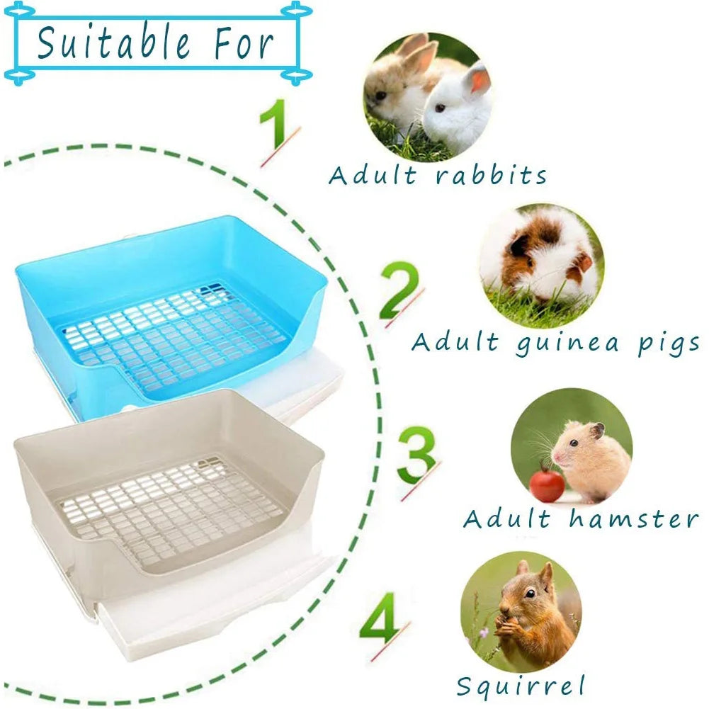 Large Eco-Friendly Rabbit Toilet Trainer Potty Corner Tray Litter Drawer for Adult Hamster Guinea Pig Galesaur Bunny Pet Pan