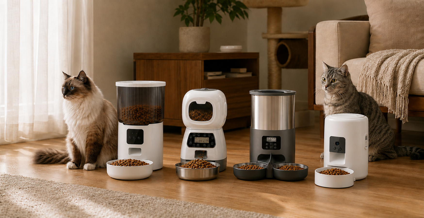 Vemiloa automatic pet feeder range for cats and multi-pet households