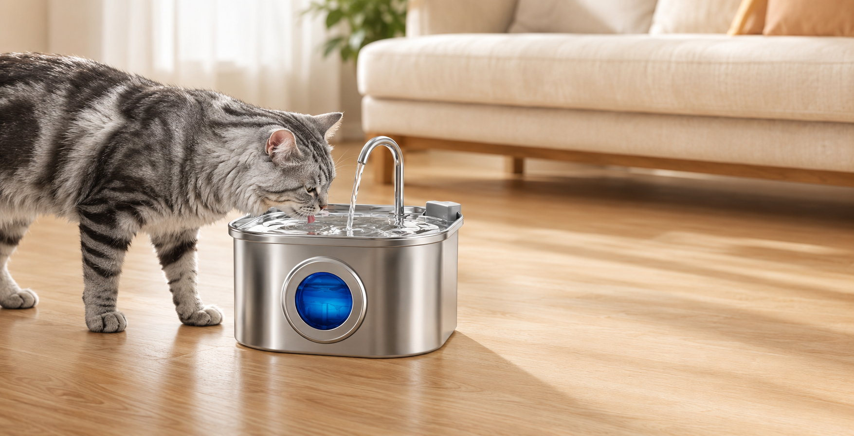 Popular 3.2L stainless steel cat water fountain